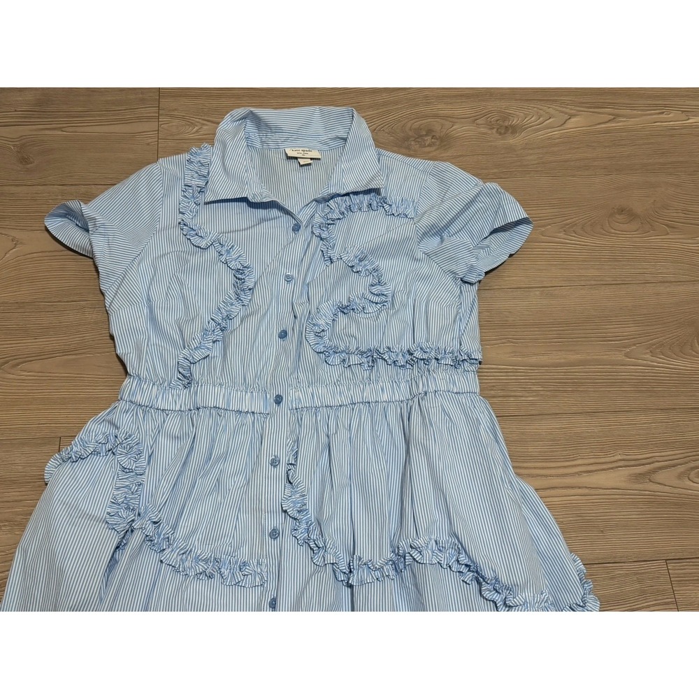 kate spade Light Blue Striped Ruffle Midi Dress - Picture 5 of 9